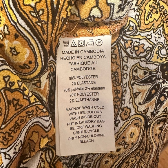 Michael Kors Women’s Paisley Print Bow Sleeve Blouse Mustard Yellow Small - Picture 7 of 7